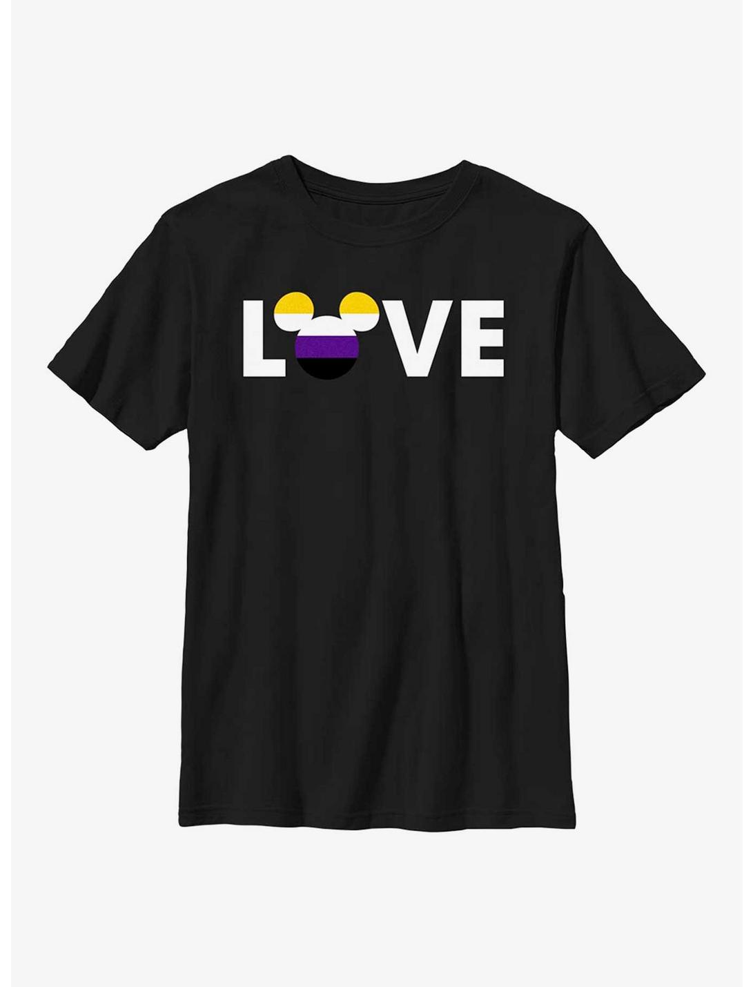 Disney Mickey Mouse Nonbinary Flag Youth T-Shirt, BLACK, hi-res