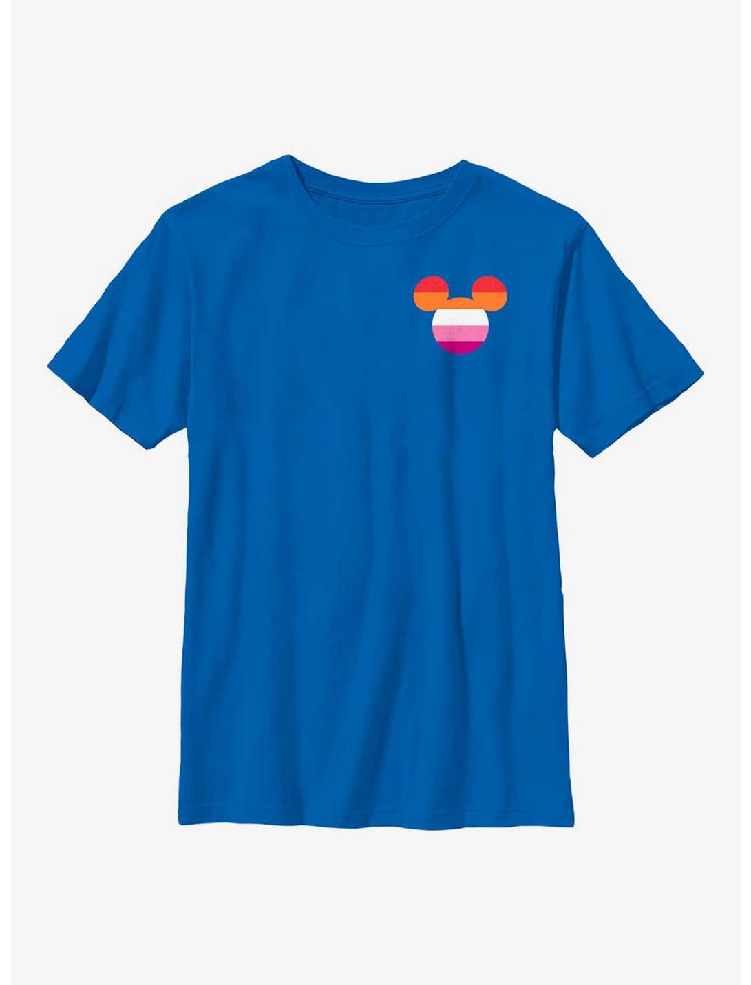 Disney Mickey Mouse Pride Lesbian Mickey Badge Youth T-Shirt, ROYAL, hi-res