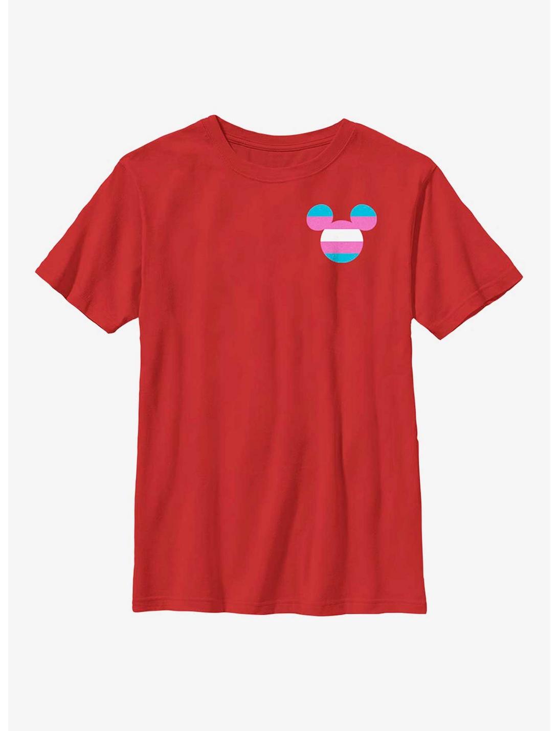 Disney Mickey Mouse Transgender Mickey Badge Youth T-Shirt, RED, hi-res