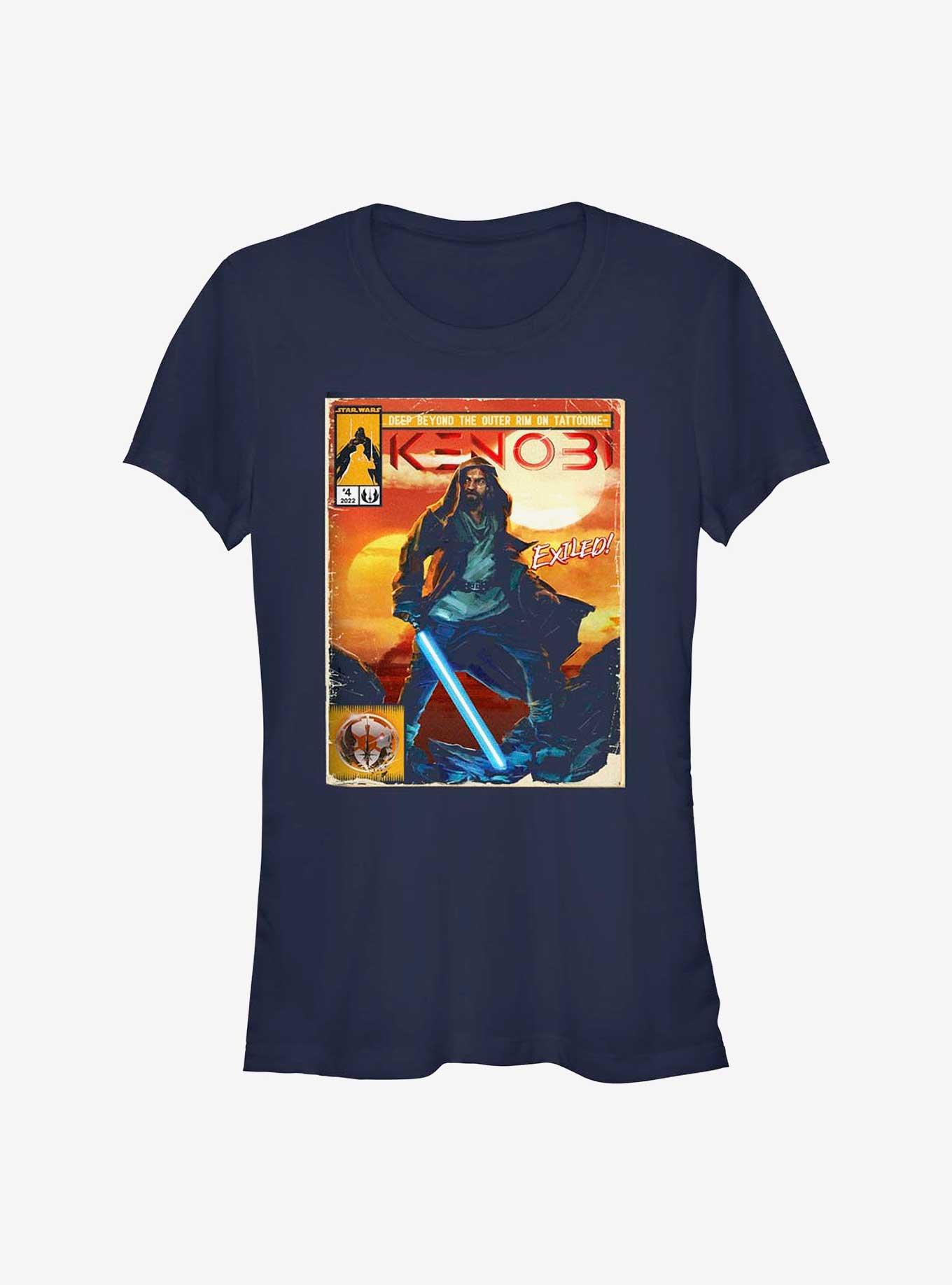 Star Wars Obi-Wan Kenobi Comic Cover Girls T-Shirt, NAVY, hi-res