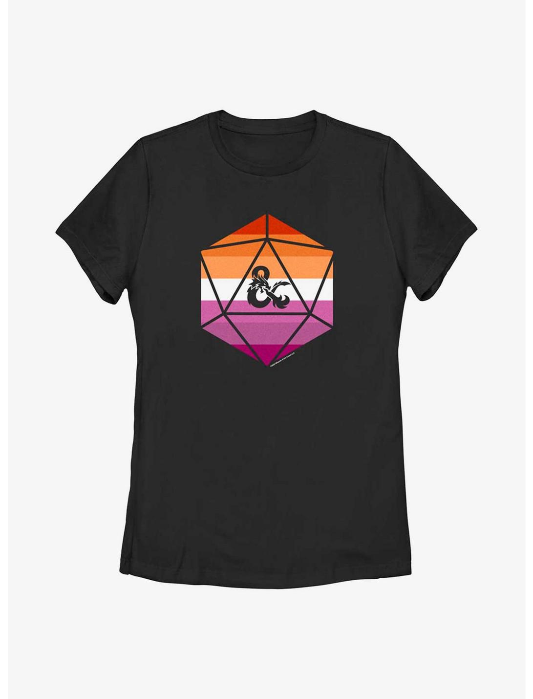 Dungeons And Dragons Lesbian D20 Flag T-Shirt, BLACK, hi-res