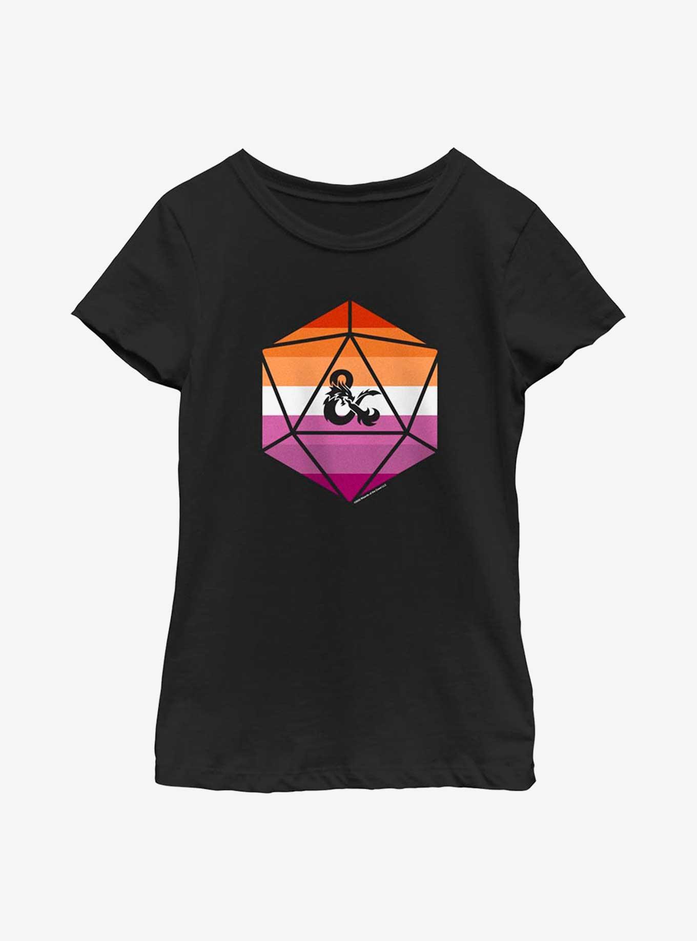 Dungeons And Dragons Lesbian D20 Flag Youth T-Shirt, , hi-res