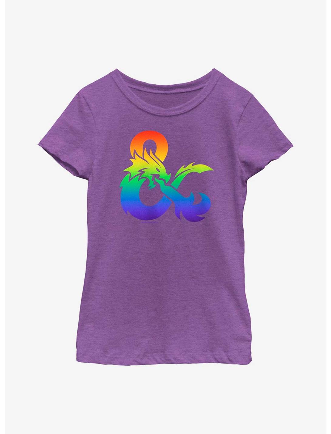 Dungeons And Dragons Pride Gradient Logo Youth T-Shirt, PURPLE BERRY, hi-res