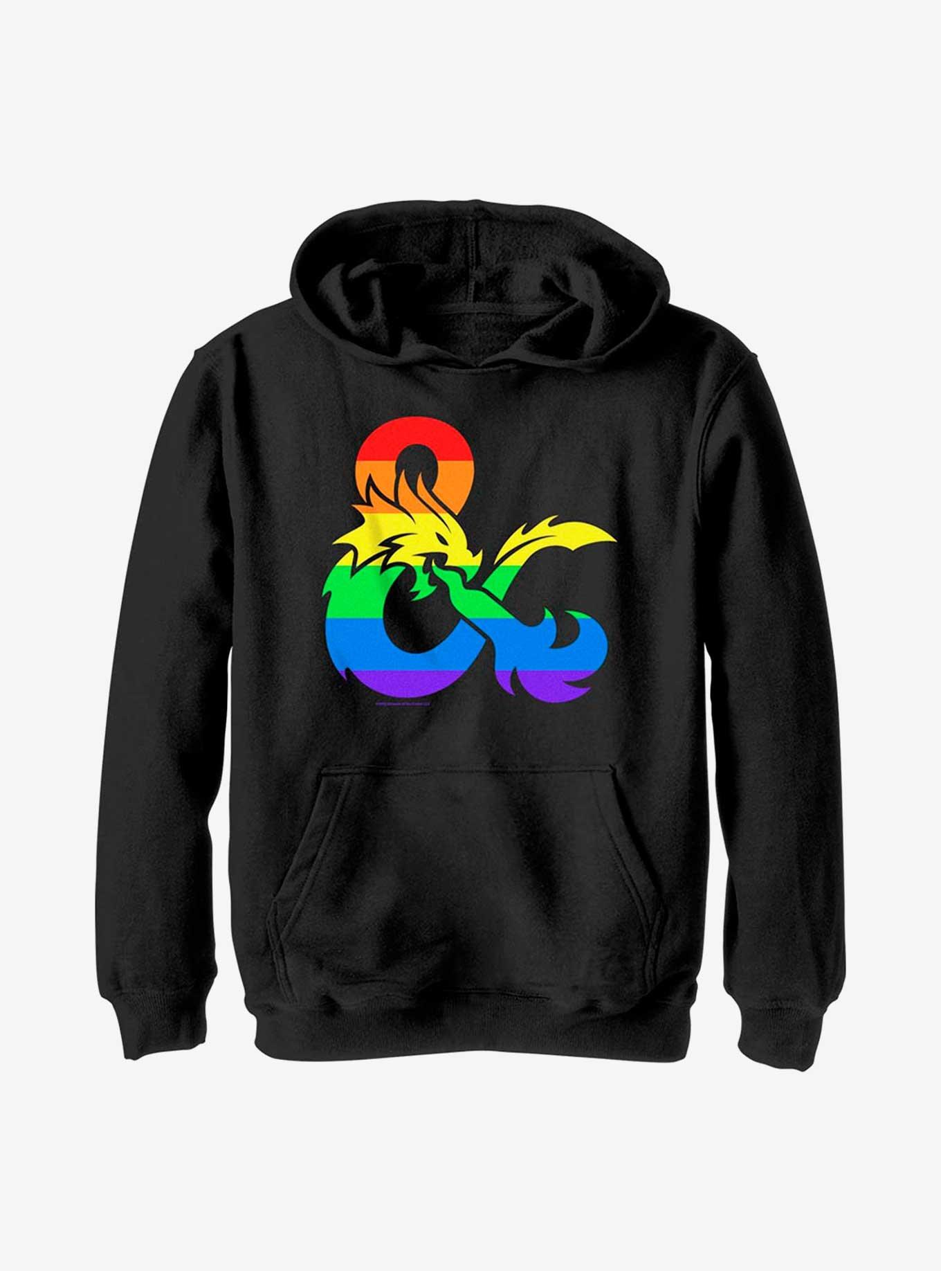 Dungeons And Dragons Pride Flag Logo Youth Hoodie, , hi-res