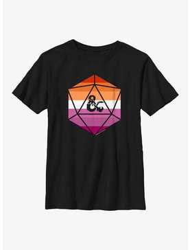 Dungeons And Dragons Lesbian D20 Flag Youth T-Shirt, , hi-res