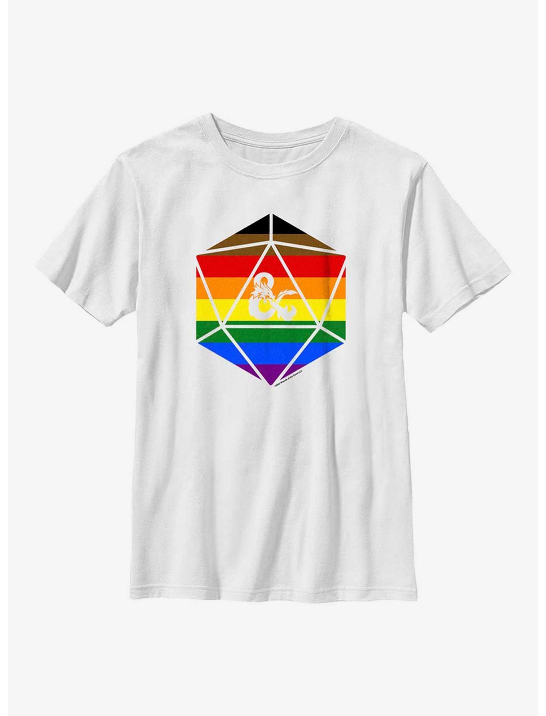 Dungeons And Dragons Pride D20 Flag Youth T-Shirt, WHITE, hi-res