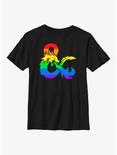 Dungeons And Dragons Pride Flag Logo Youth T-Shirt, BLACK, hi-res