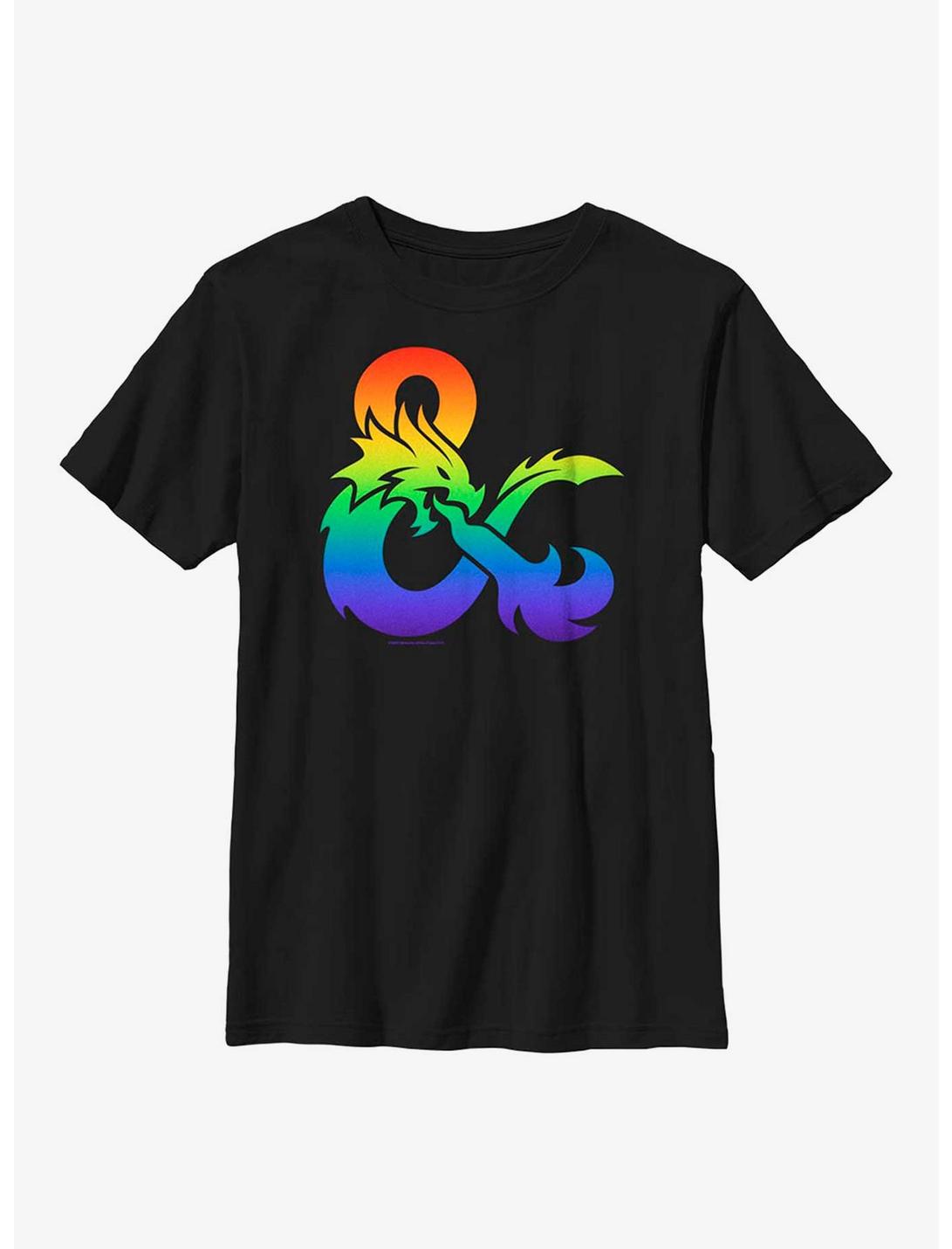Dungeons And Dragons Pride Gradient Logo Youth T-Shirt, BLACK, hi-res