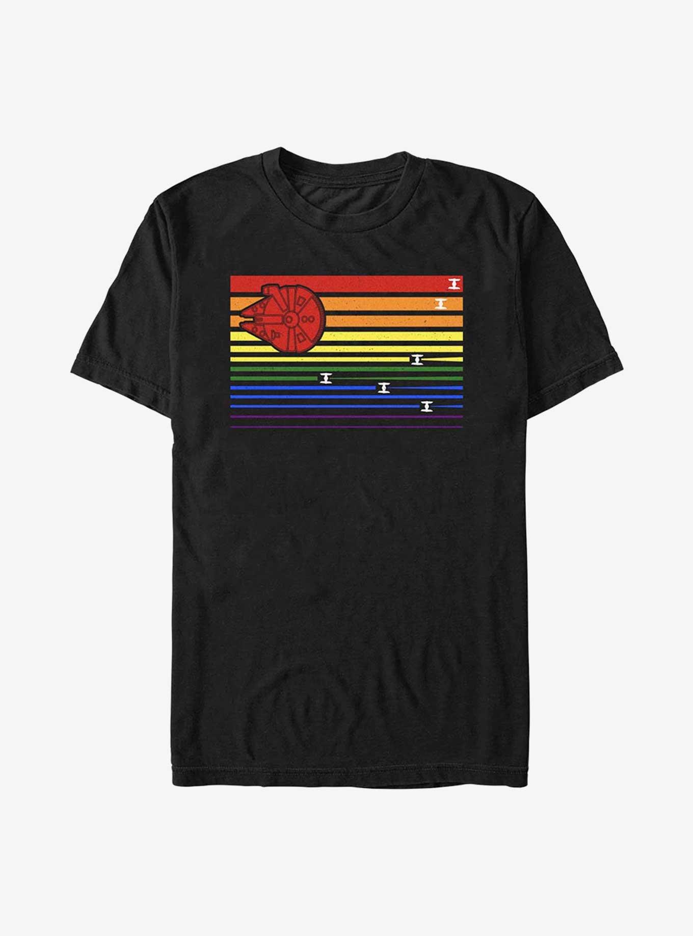 Star Wars Rainbow Millenium Falcon Chase T-Shirt, , hi-res