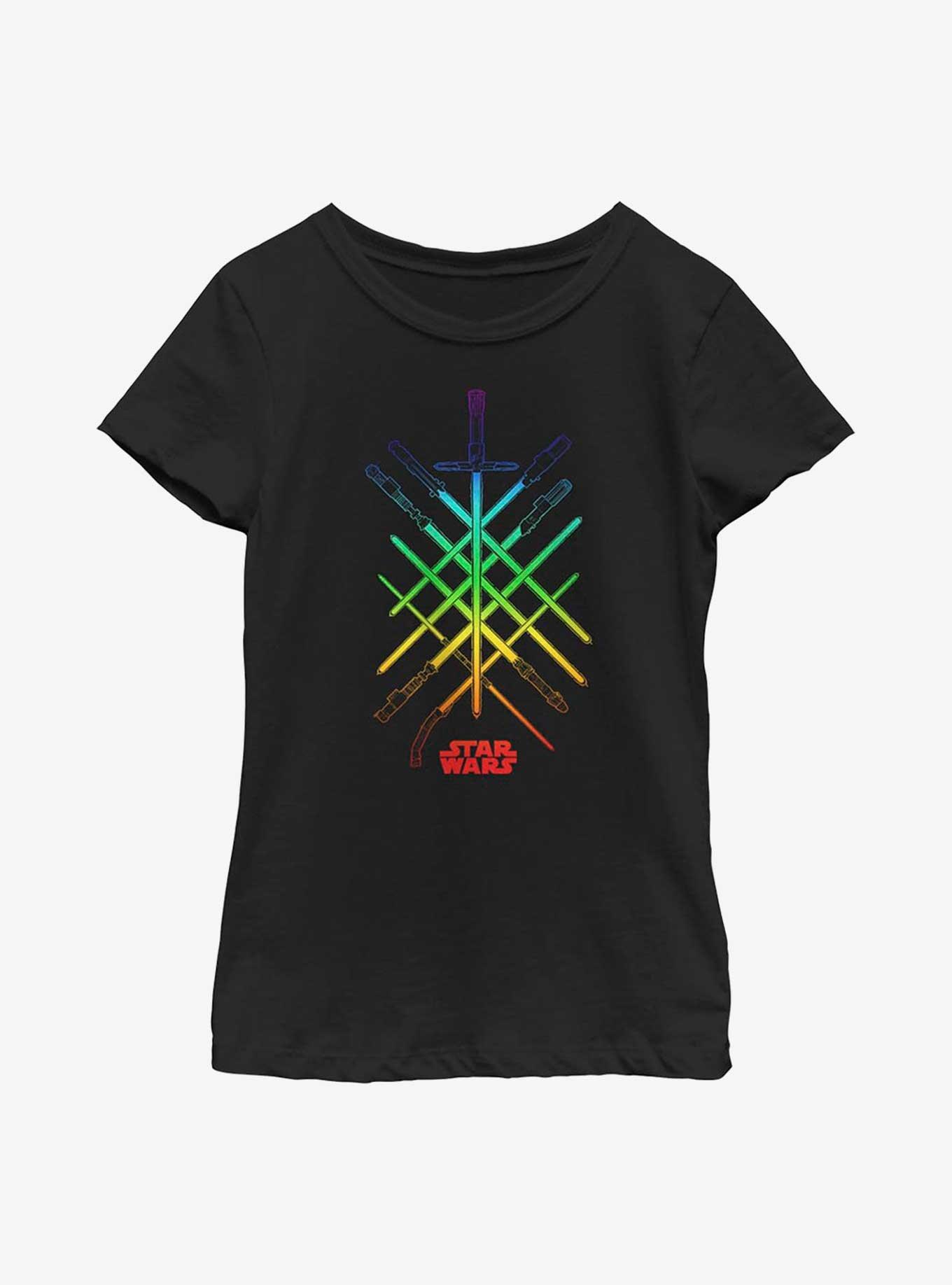 Star Wars Rainbow Lightsabers Youth T-Shirt, , hi-res