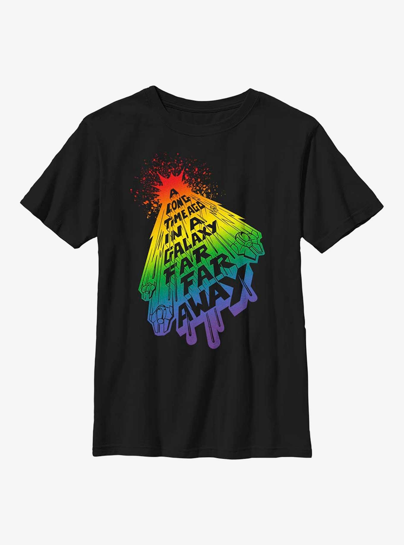 Star Wars Galaxy Far, Far Away Rainbow Youth T-Shirt, BLACK, hi-res