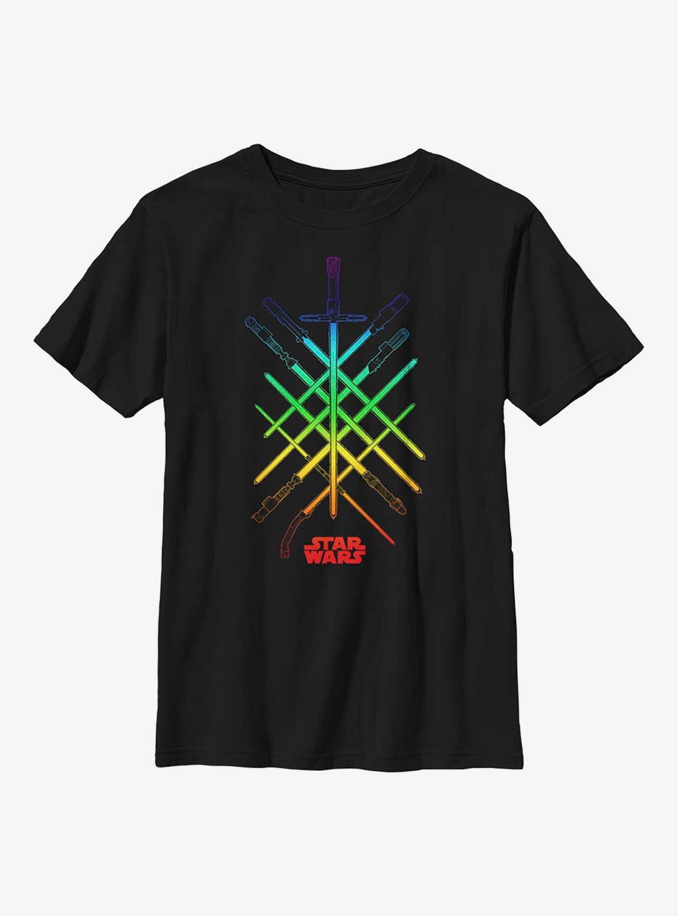 Star Wars Rainbow Lightsabers Youth T-Shirt, , hi-res