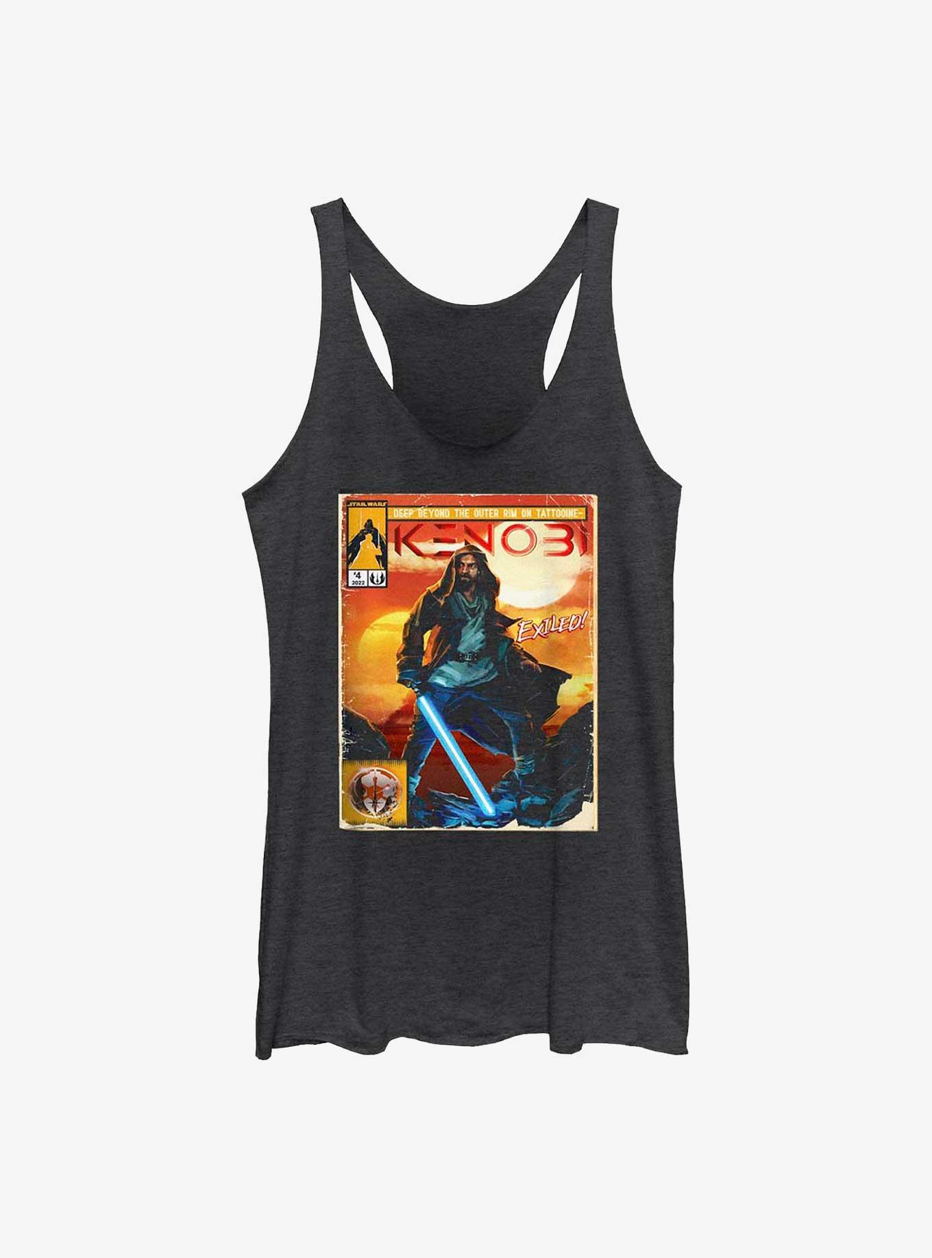 Star Wars Obi-Wan Kenobi Comic Cover Girls Tank Top, BLK HTR, hi-res