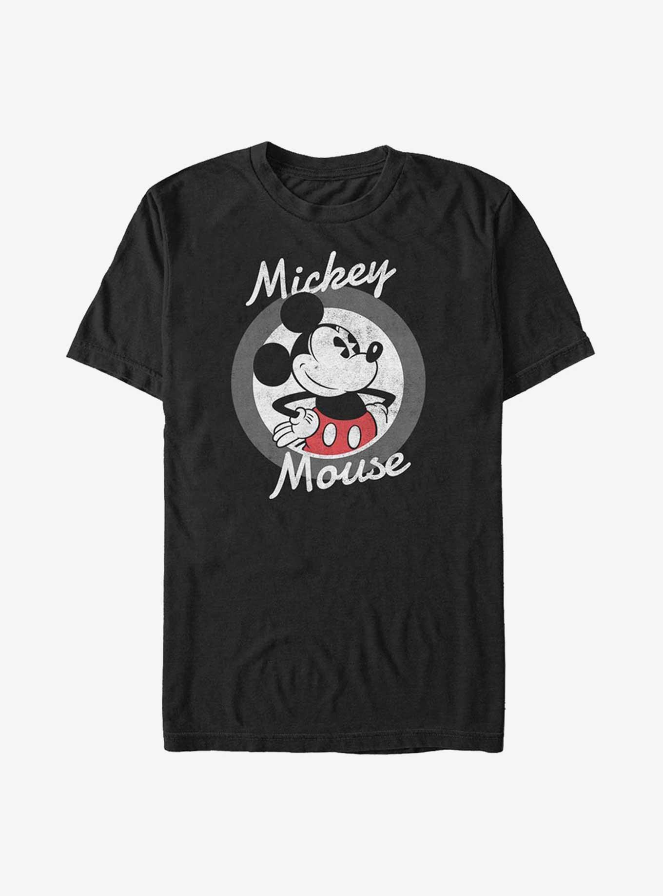 Disney Mickey Mouse Retro Circle T-Shirt, BLACK, hi-res