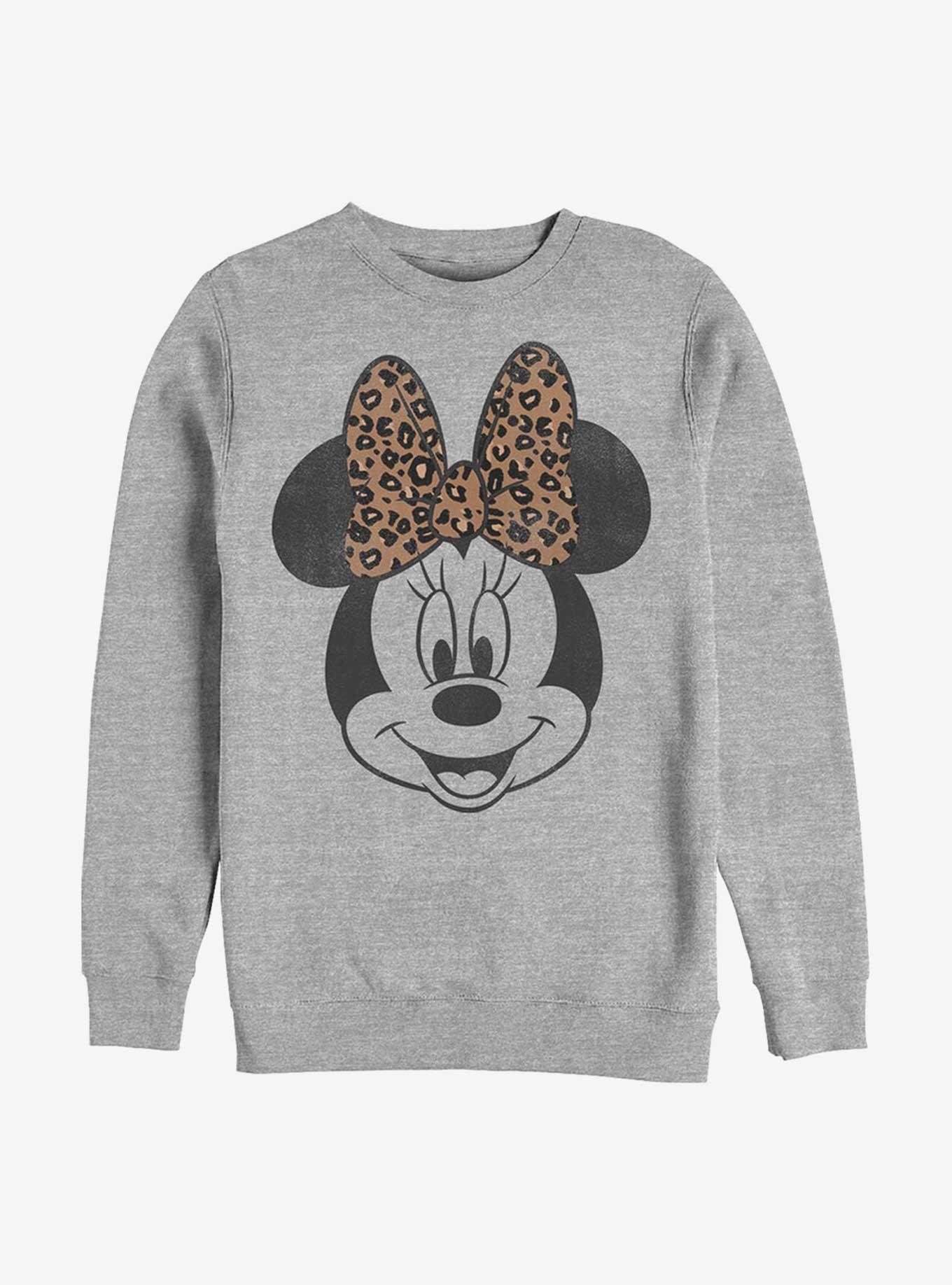 Disney Minnie Mouse Face Leopard Bow Sweatshirt, , hi-res