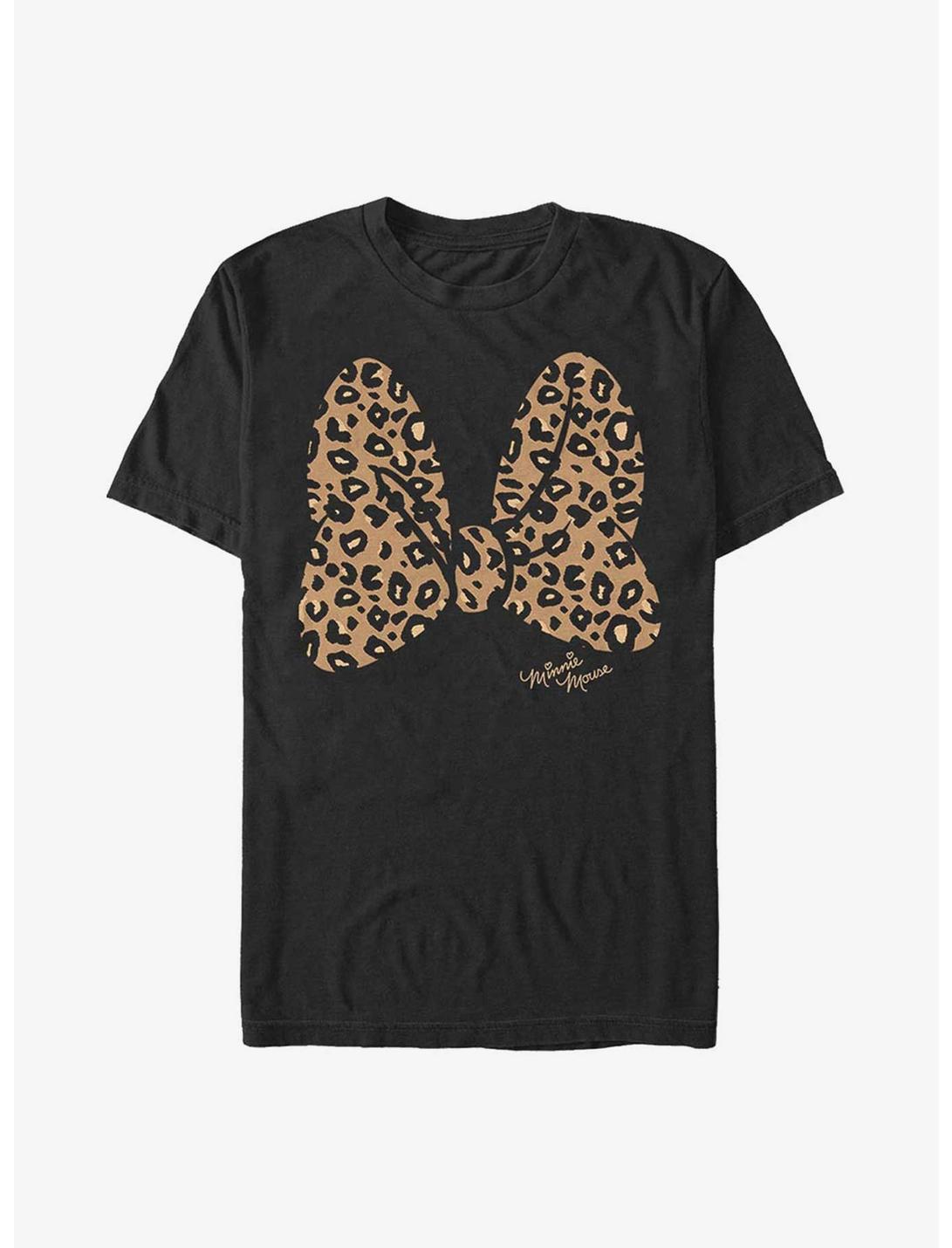 Disney Minnie Mouse Animal Print Bow T-Shirt, BLACK, hi-res