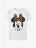 Disney Minnie Mouse Face Leopard Bow T-Shirt, WHITE, hi-res