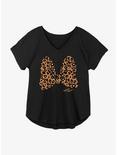 Disney Minnie Mouse Animal Print Bow Womens T-Shirt Plus Size, BLACK, hi-res