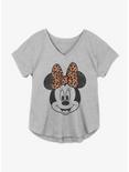 Disney Minnie Mouse Face Leopard Bow Womens T-Shirt Plus Size, HEATHER GR, hi-res
