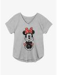 Disney Minnie Mouse Sitting Sketch Womens T-Shirt Plus Size, HEATHER GR, hi-res