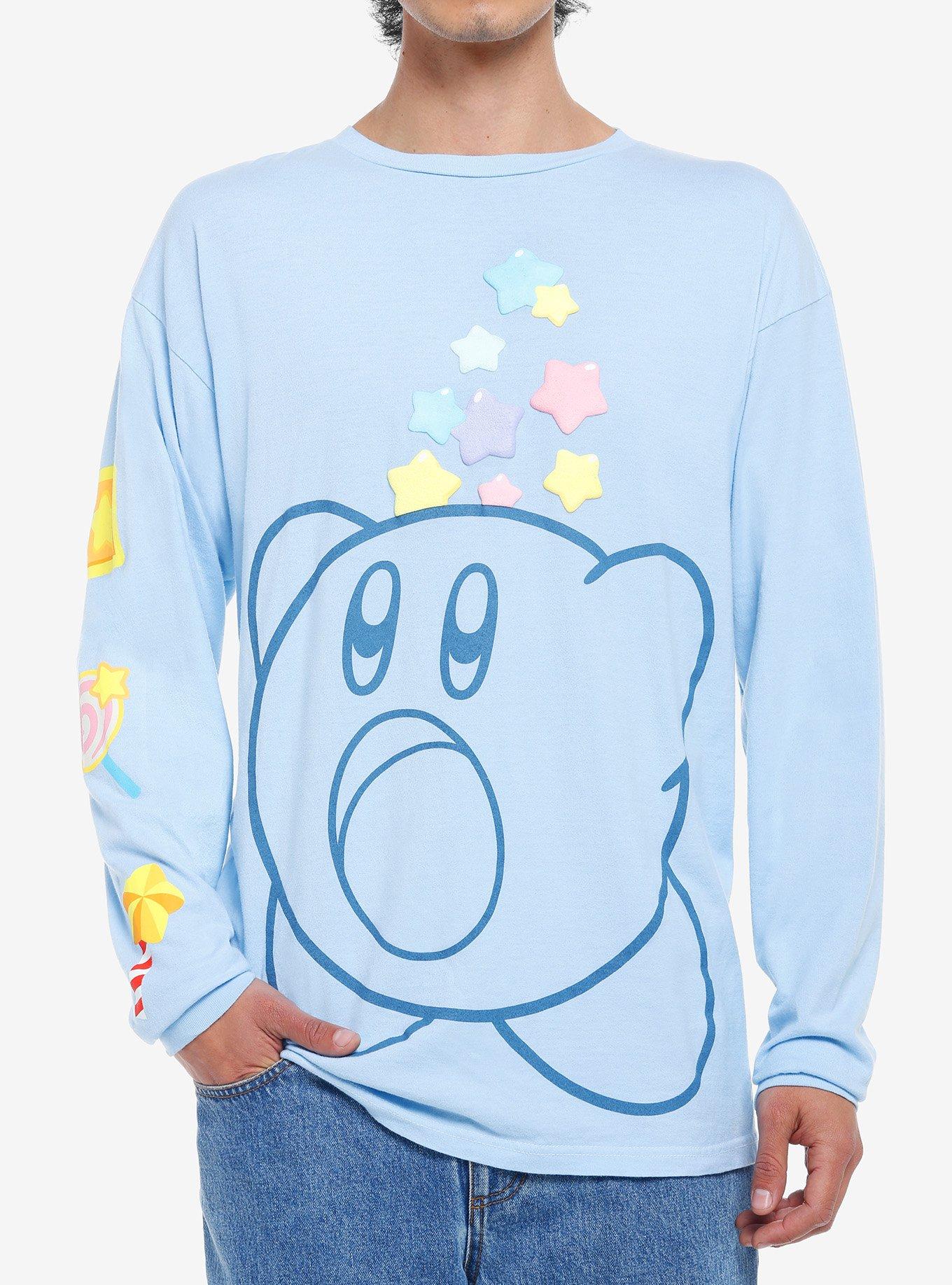 Kirby Stars Puffed Print Long-Sleeve T-Shirt, BLUE, hi-res