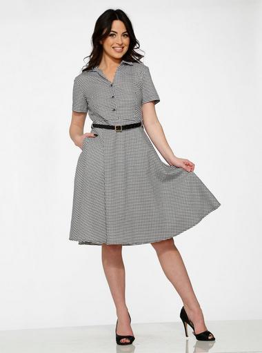 grey gingham dress Swing Mother of the groom