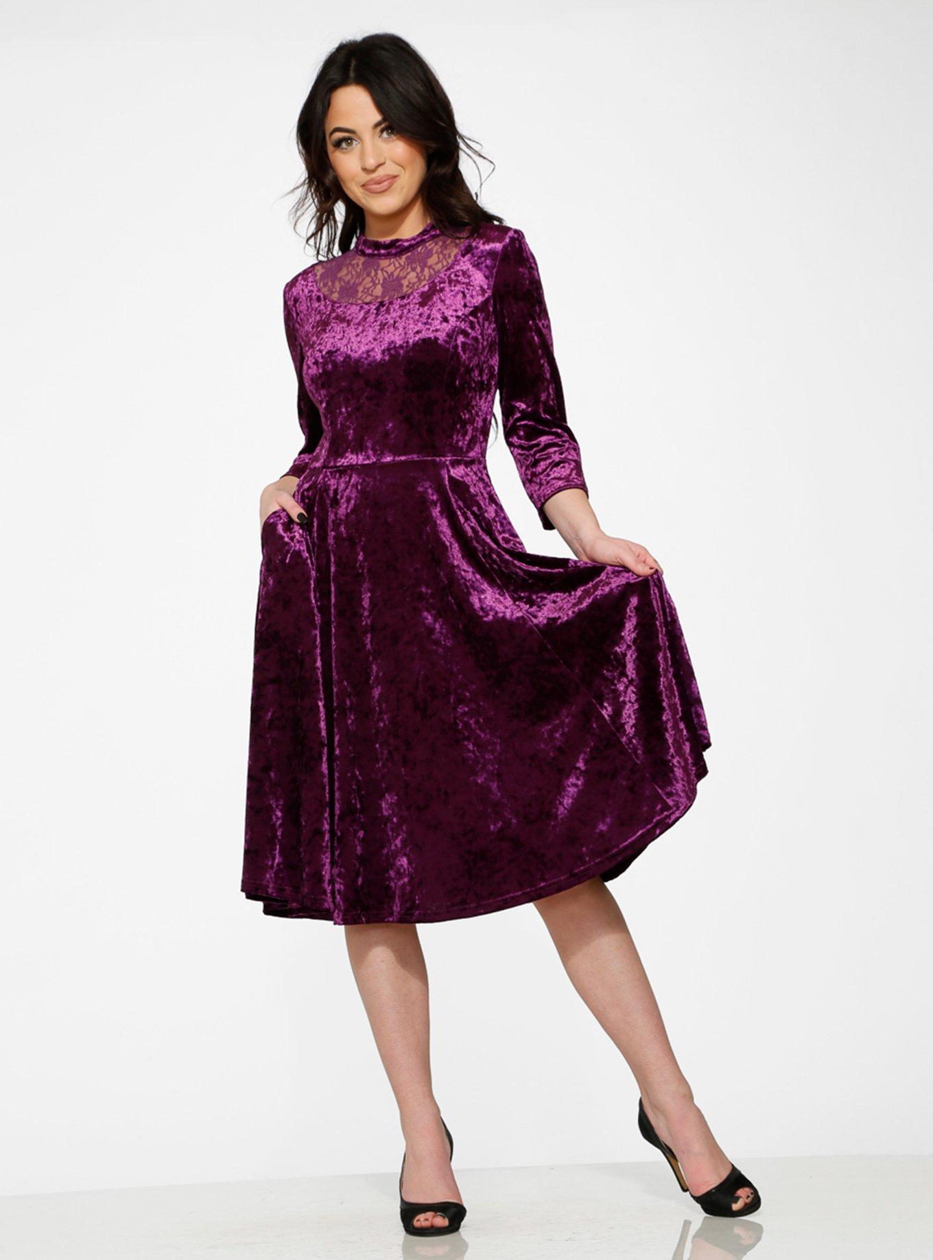 Purple Velvet Dress, PURPLE, hi-res