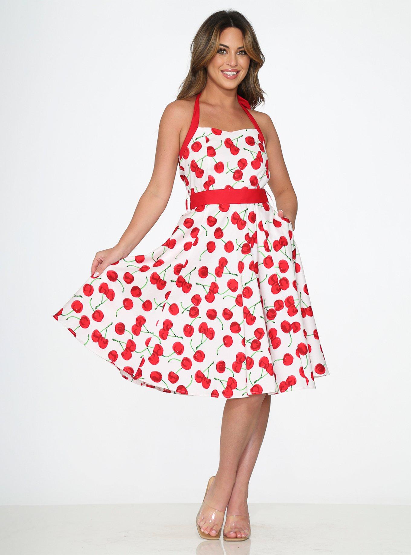 White dress best sale with red cherries