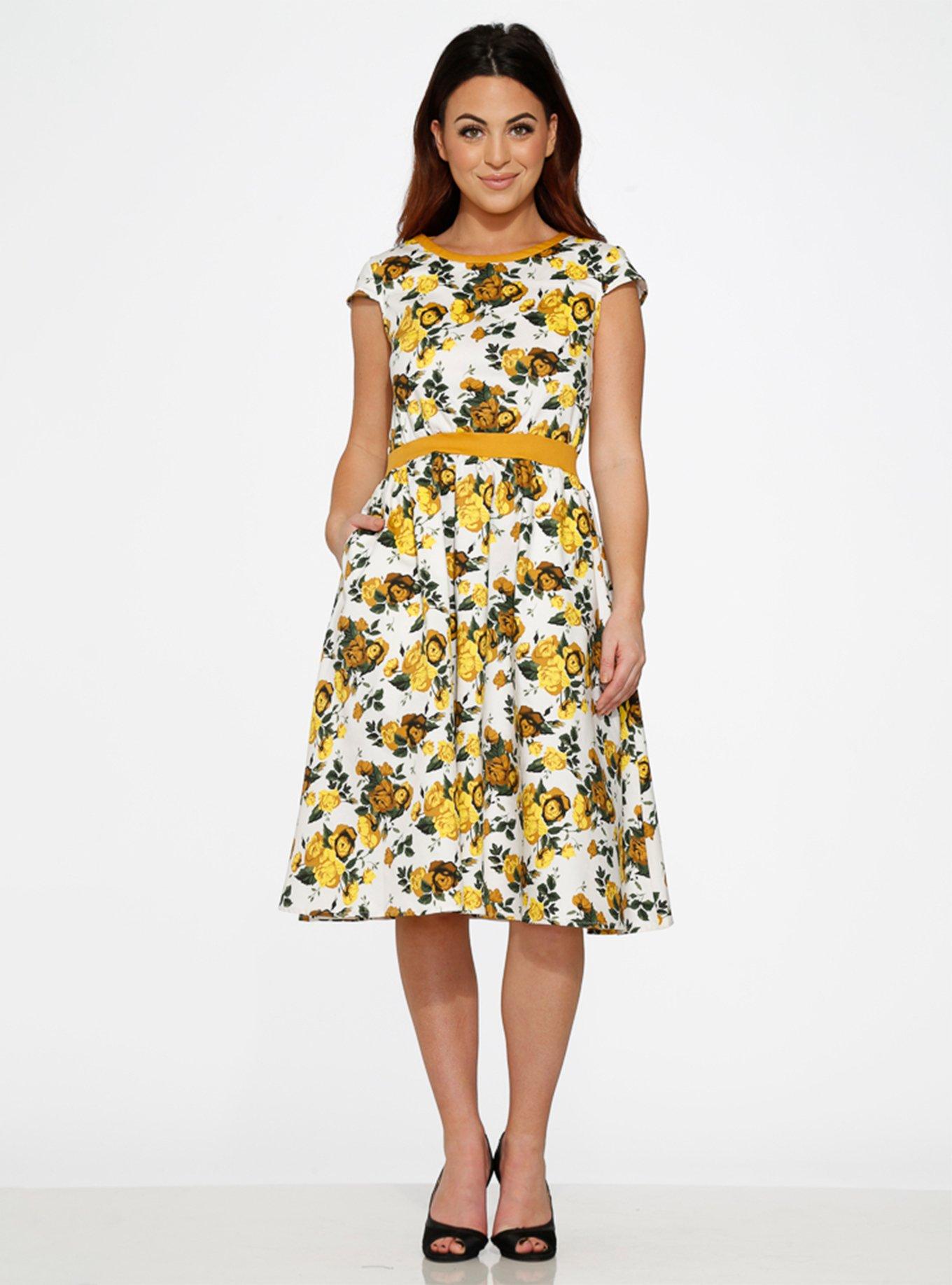 ORCHIDBLOOM White Yellow Floral Dress