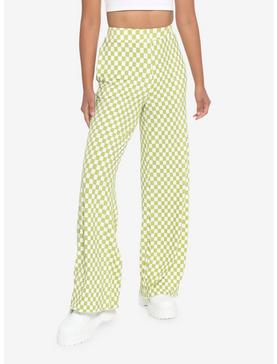 Green & White Checkered Straight Leg Pants, , hi-res