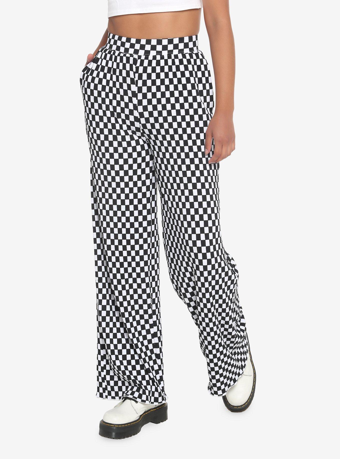 Black And White Checkered Pattern Pants
