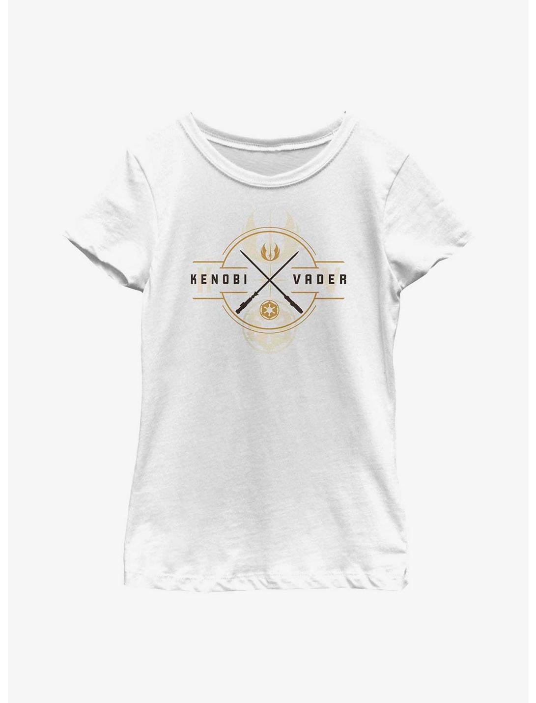 Star Wars Obi-Wan Kenobi Light Saber Crest Youth Girls T-Shirt, WHITE, hi-res