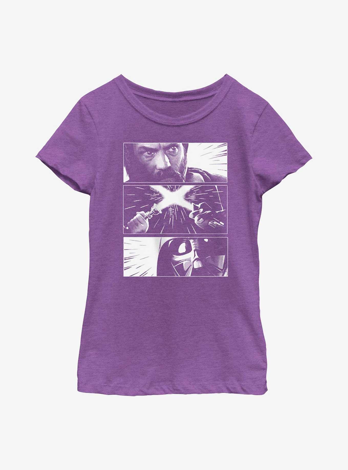 Star Wars Obi-Wan Kenobi Vader Panels Youth Girls T-Shirt, PURPLE BERRY, hi-res