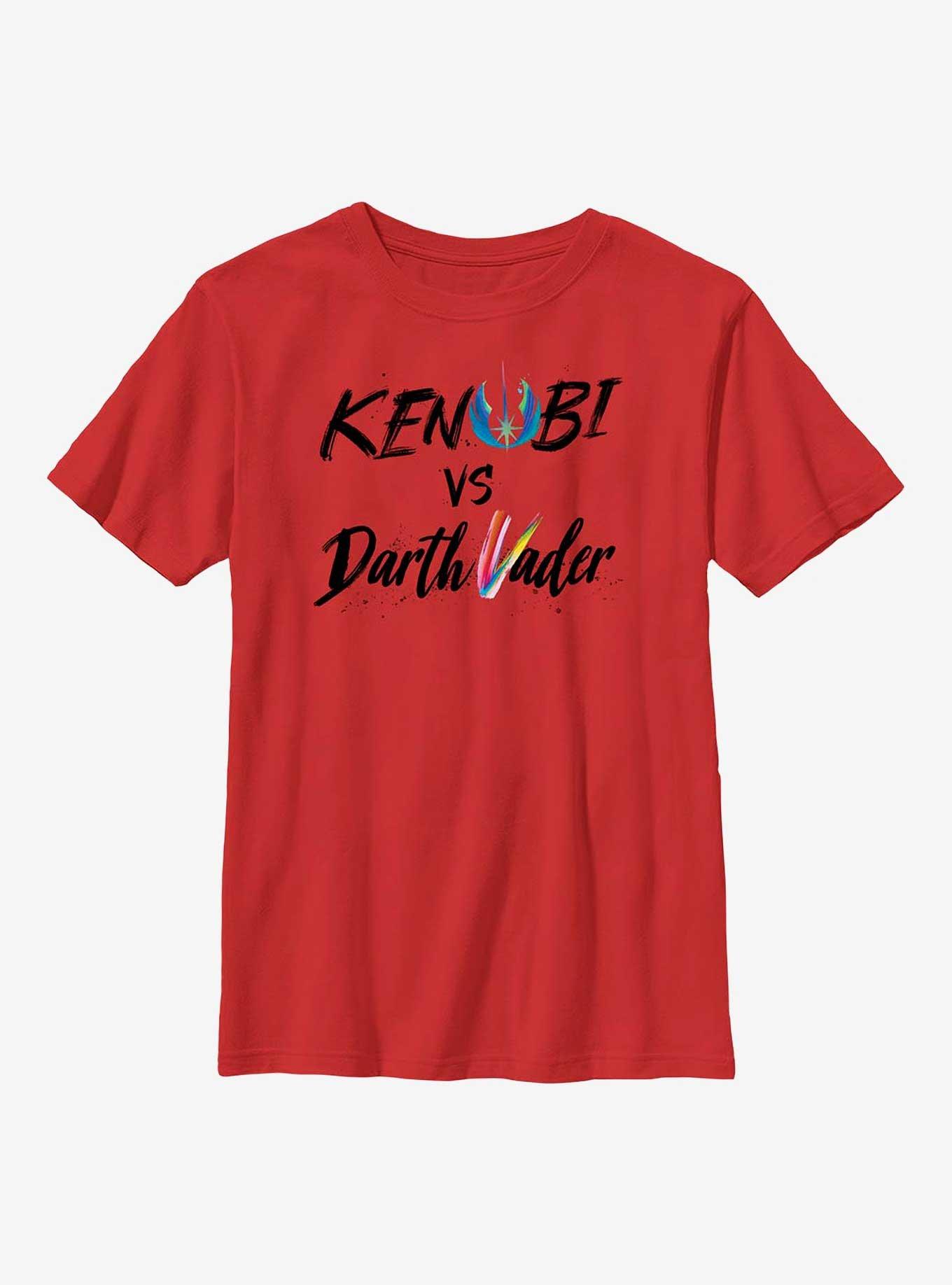 Star Wars Obi-Wan Kenobi Vader Lettering Youth T-Shirt, RED, hi-res