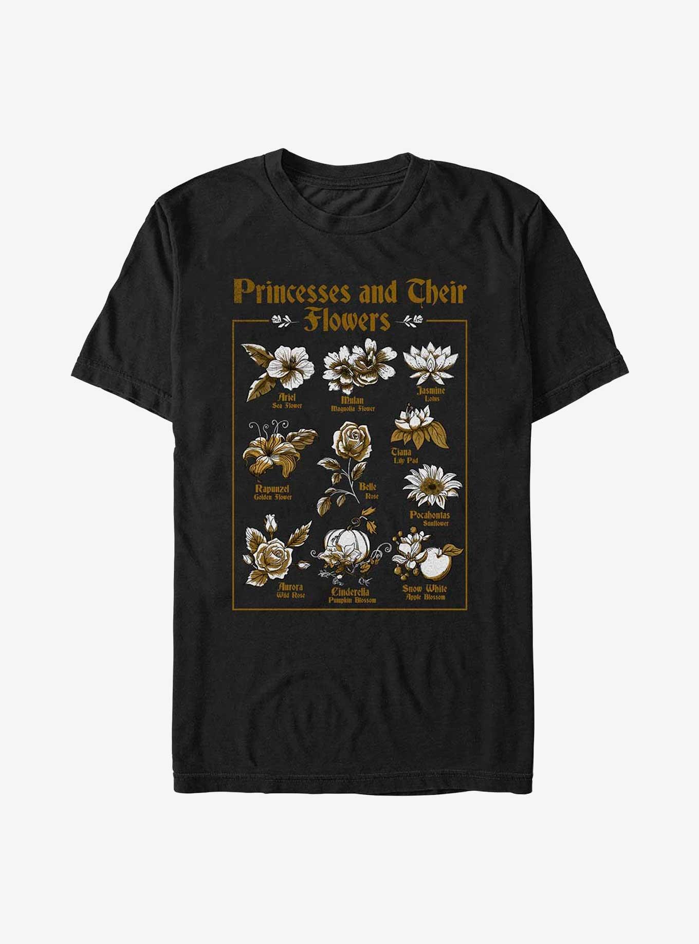 Disney Princesses Flower Chart T-Shirt, BLACK, hi-res