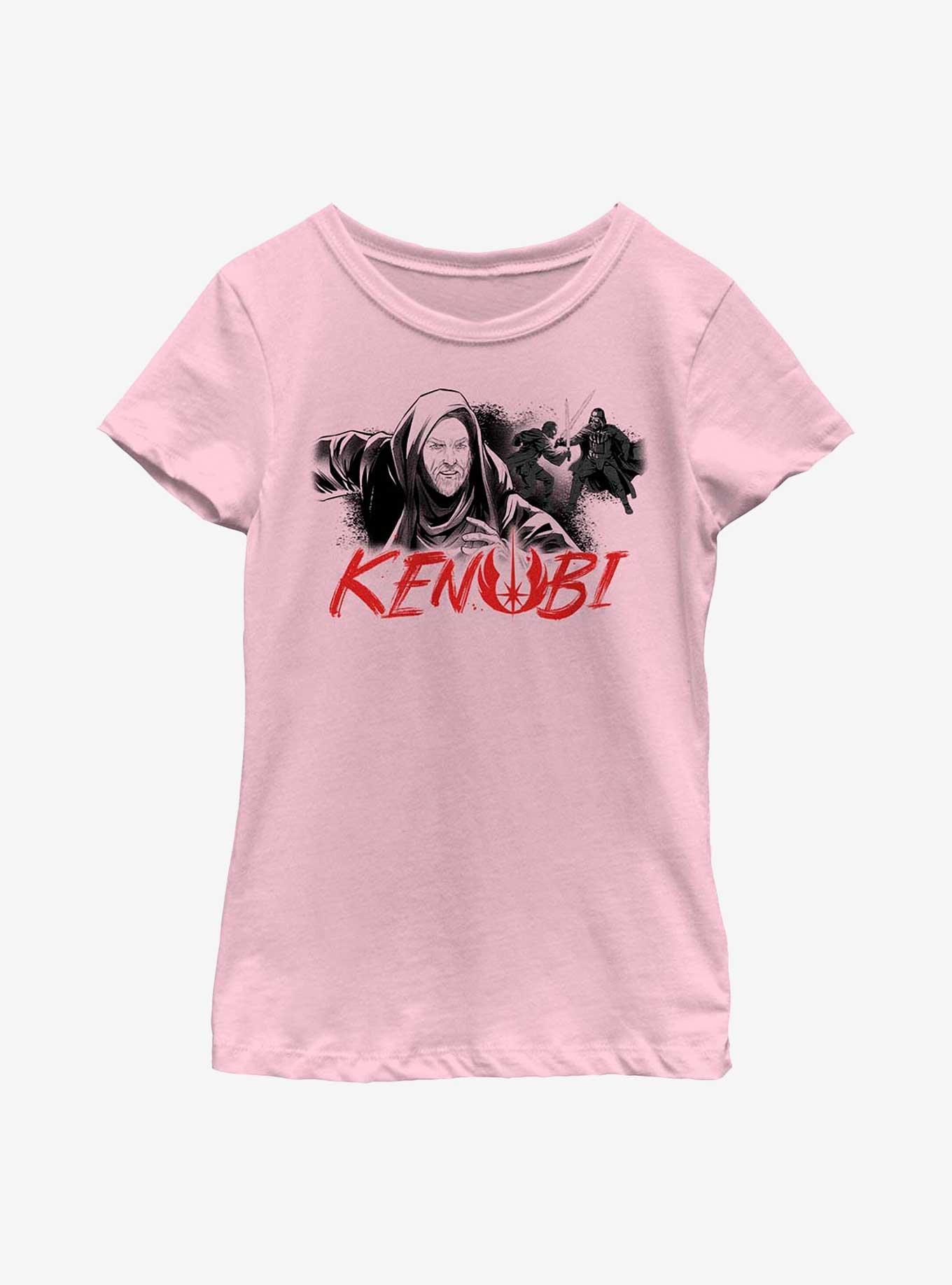 Star Wars Obi-Wan Kenobi Script Youth Girls T-Shirt, PINK, hi-res