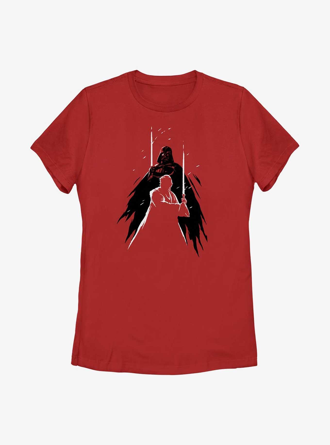 Star Wars Obi-Wan Kenobi Vader Silhouettes Womens T-Shirt, RED, hi-res