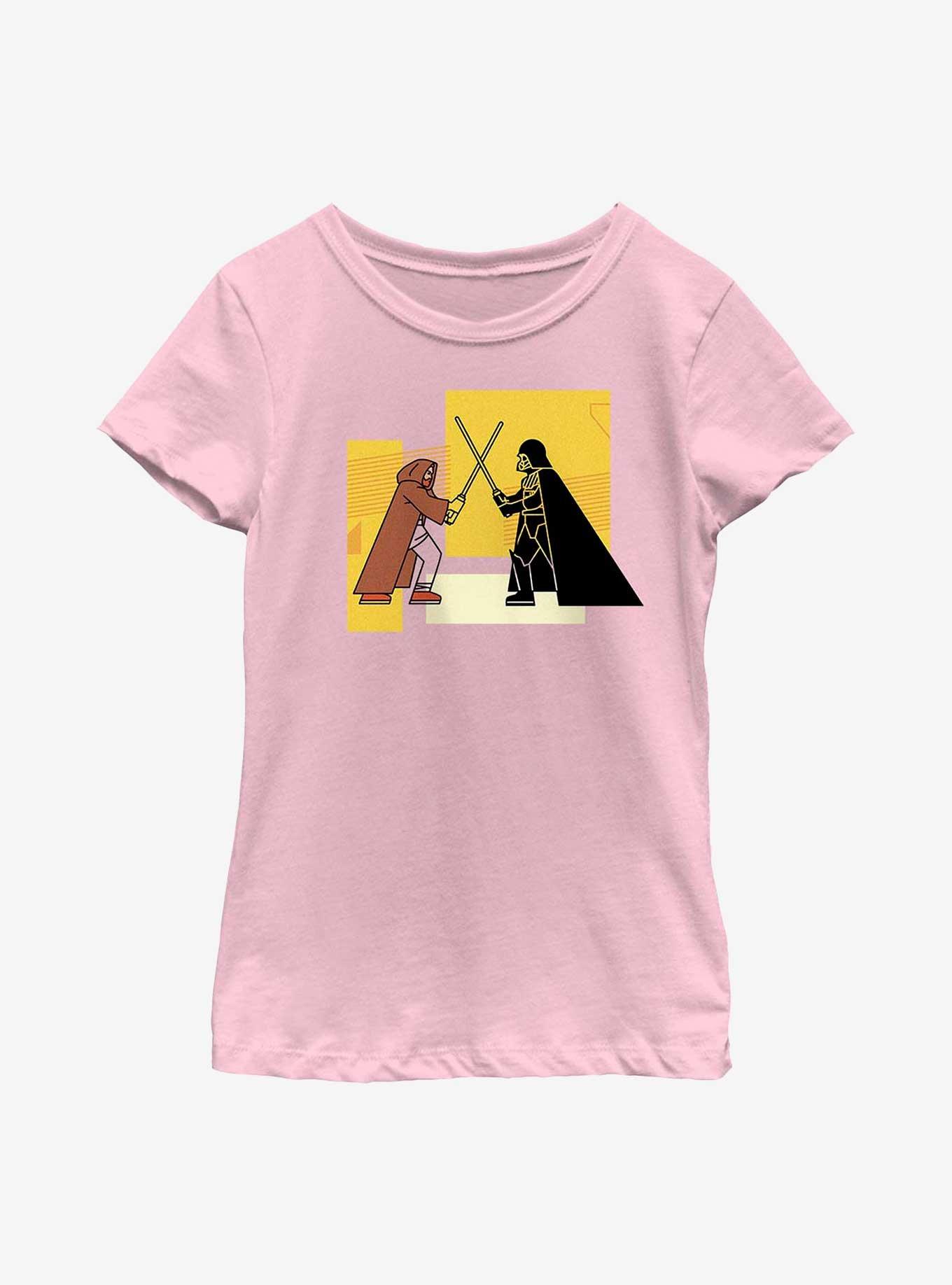 Star Wars Obi-Wan Kenobi Blocky Vader Vs Obi-Wan Youth Girls T-Shirt, PINK, hi-res