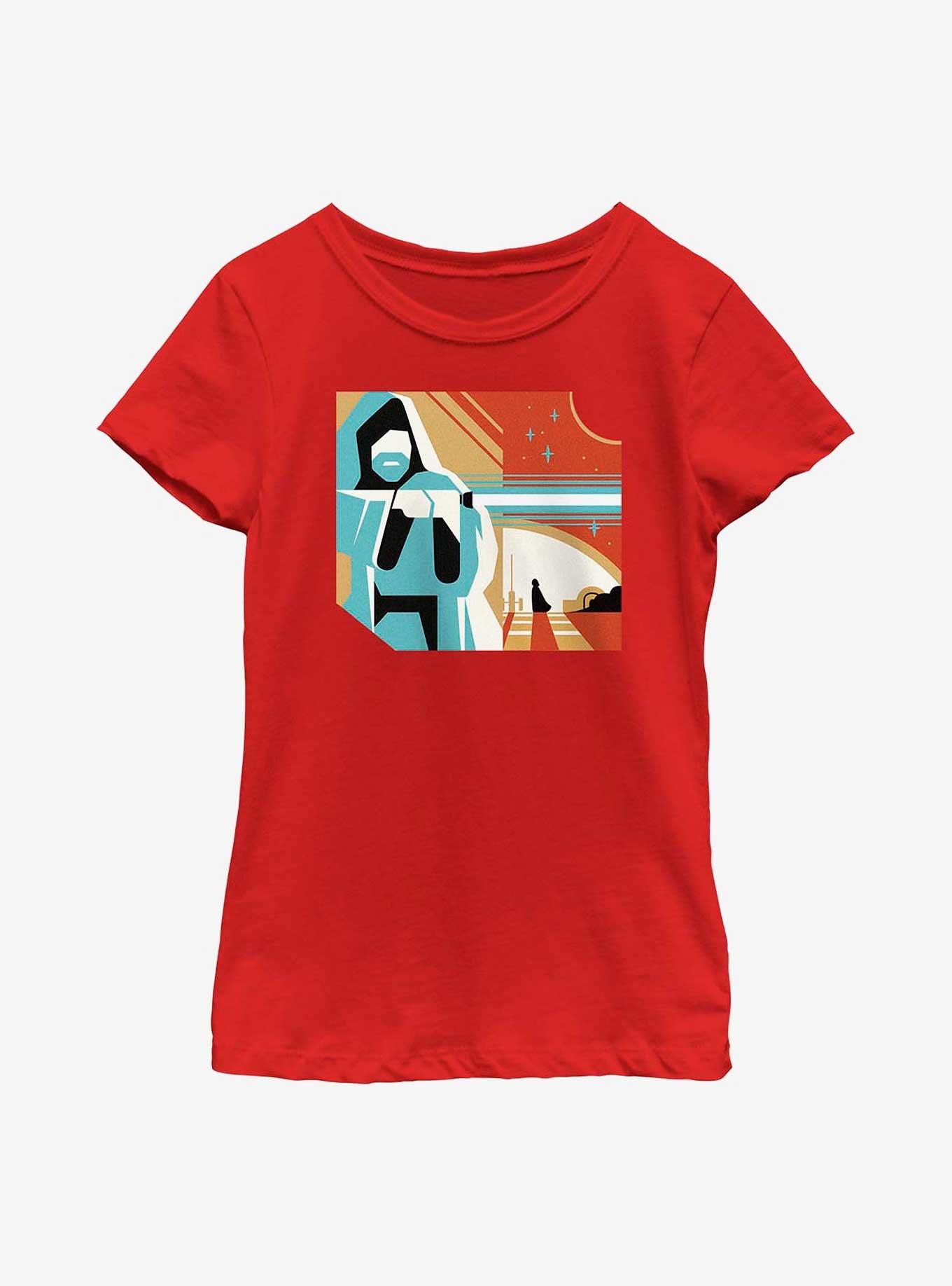 Star Wars Obi-Wan Kenobi Geometric Obi-Wan Youth Girls T-Shirt, RED, hi-res