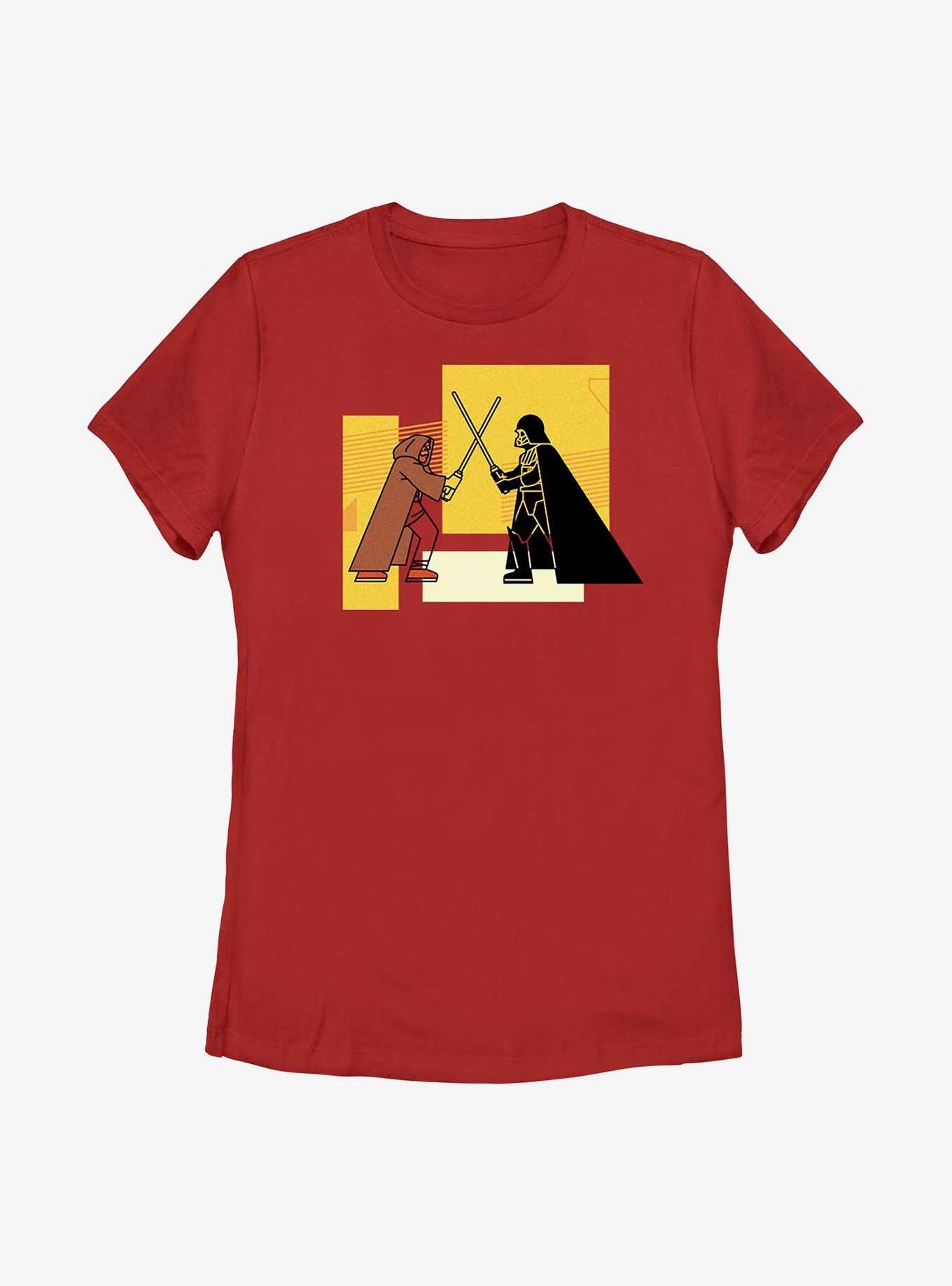 Star Wars Obi-Wan Kenobi Blocky Vader Vs Obi-Wan Womens T-Shirt, RED, hi-res