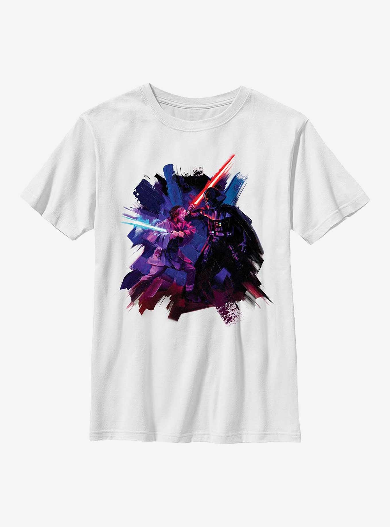 Star Wars Obi-Wan Kenobi Painted Duel Youth T-Shirt, WHITE, hi-res