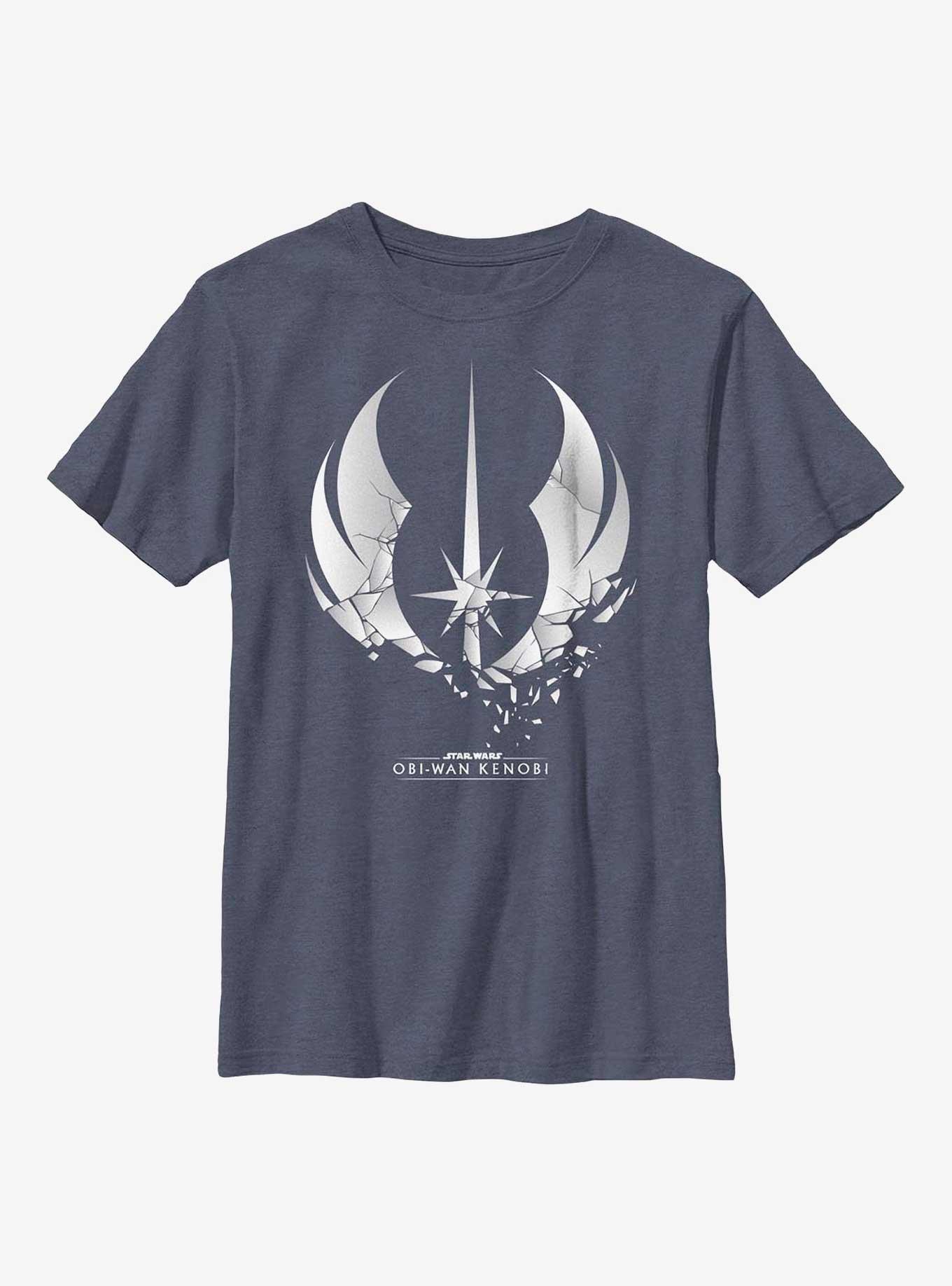 Star Wars Obi-Wan Kenobi Shattered Jedi Logo Youth T-Shirt, NAVY HTR, hi-res