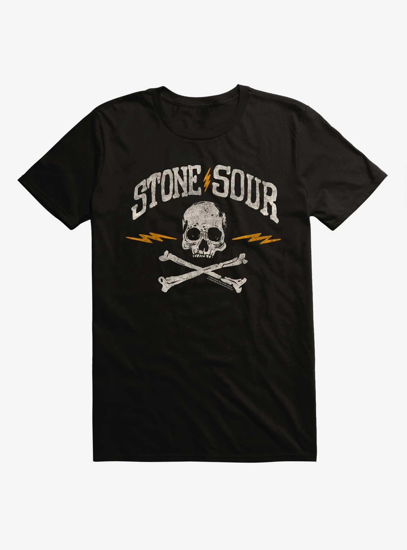 Stone Sour Skull And Crossbones T-Shirt, BLACK, hi-res