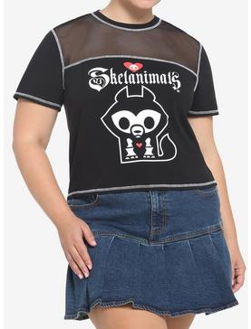 Skelanimals Mesh Shoulder Girls Crop T-Shirt Plus Size, , hi-res