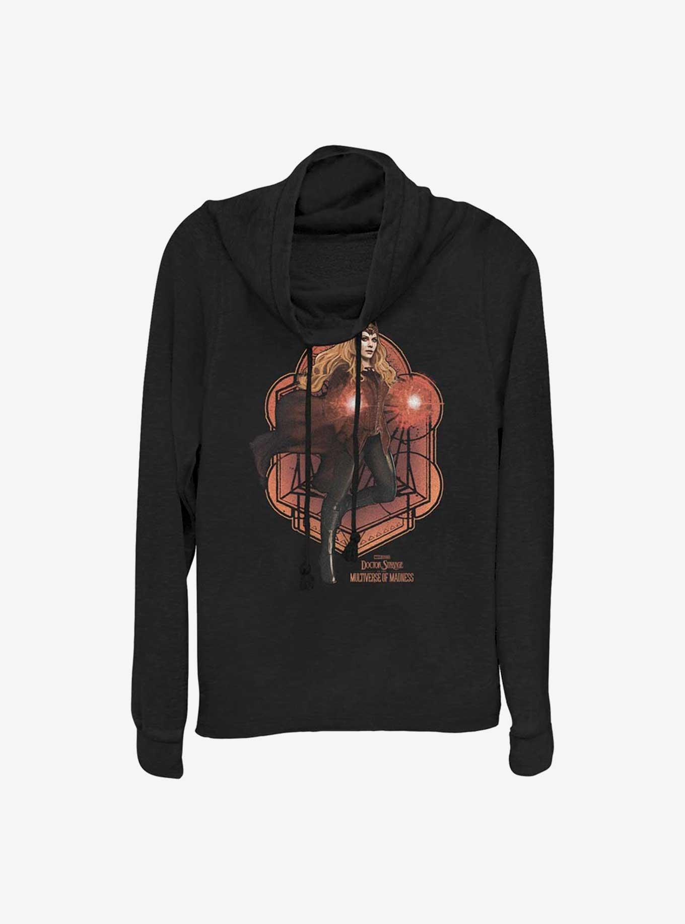 Marvel Doctor Strange In The Multiverse of Madness Wanda Mandala Cowl Neck Long-Sleeve Girls Top, BLACK, hi-res