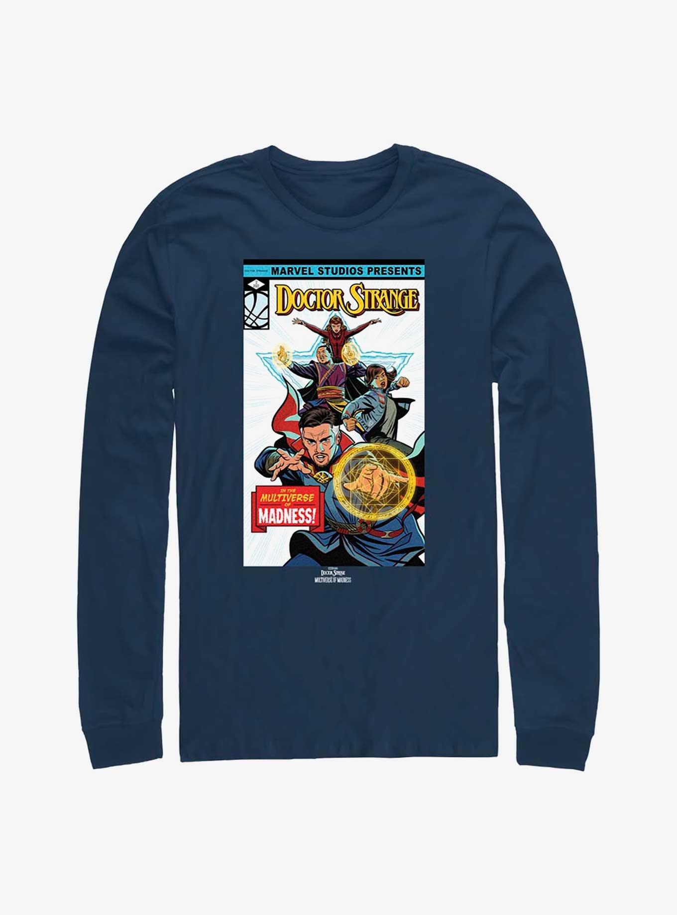 Marvel Doctor Strange In The Multiverse of Madness Comic Cover Long-Sleeve T-Shirt, NAVY, hi-res