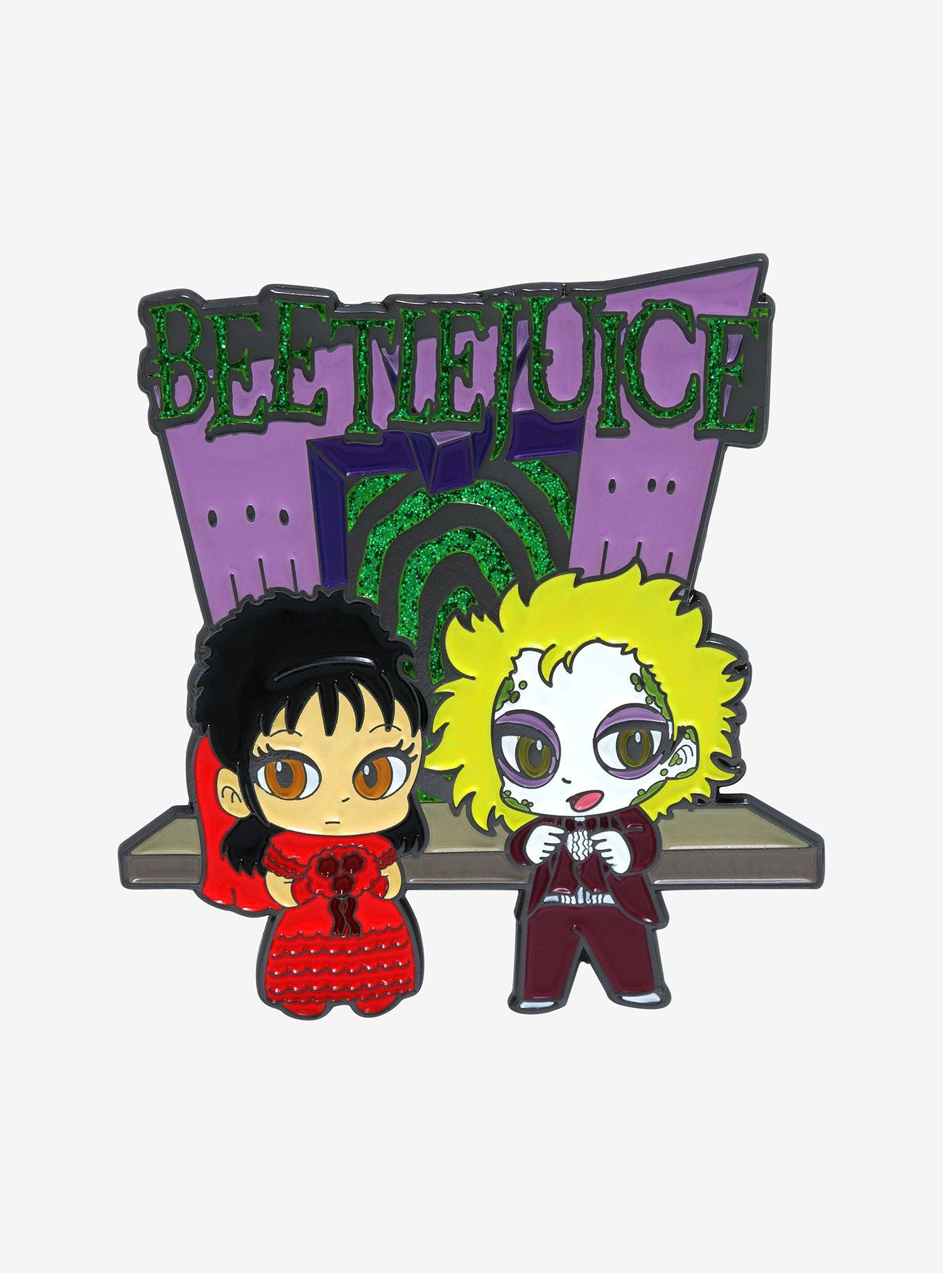 Beetlejuice Chibi Lydia & Beetlejuice Wedding Enamel Pin - BoxLunch Exclusive, , hi-res