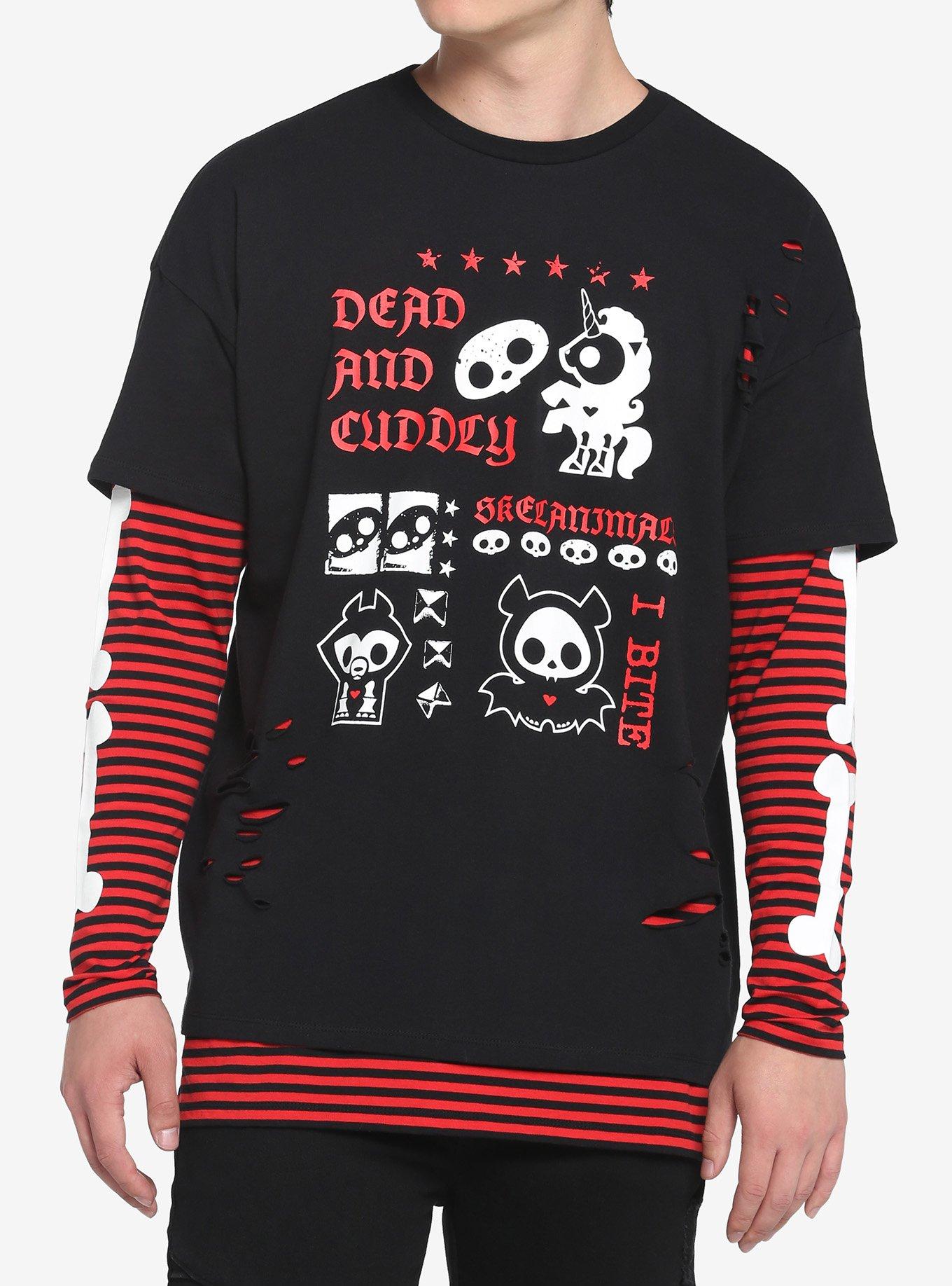 Skelanimals Stripe Bones Long-Sleeve Twofer T-Shirt