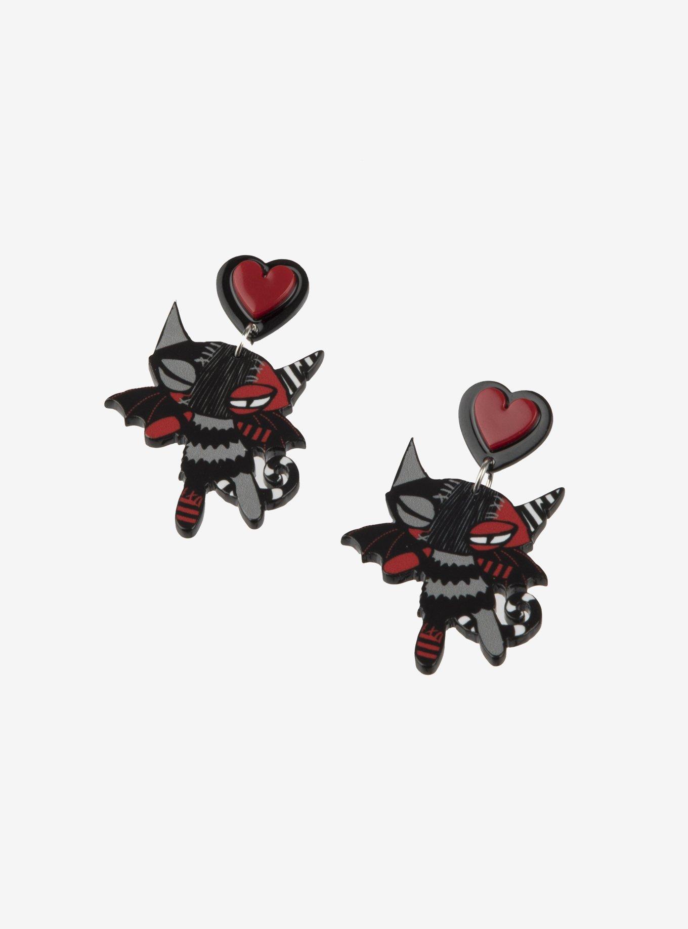 Emily The Strange Patchwork Cat Drop Earrings, , hi-res