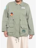 Her Universe Star Wars Planets Patches Shacket Plus Size, ARMY GREEN HEATHER, hi-res